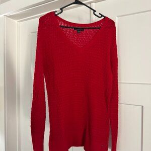 American Eagle Red V-Neck Knit Sweater – Women’s Medium
